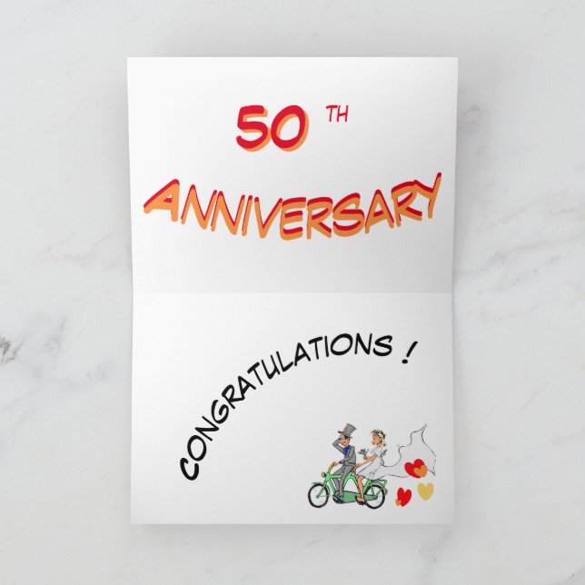 Happy 50th Wedding Anniversary Cust. Greeting Card (Inside)