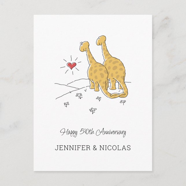 Happy 50th Wedding Anniversary Cute Dinosaurs Card (Front)