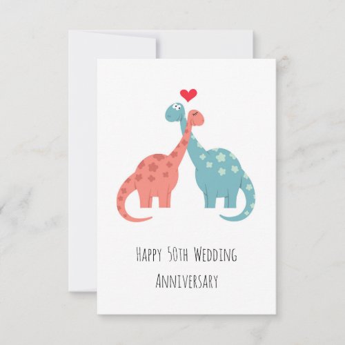 Happy 50th Wedding Anniversary Cute Dinosaurs Card