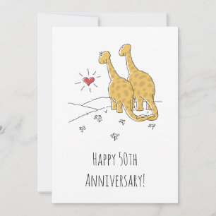 Happy 50th Wedding Anniversary Cute Dinosaurs Card