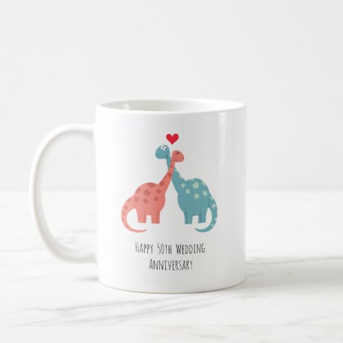 Happy 50th Wedding Anniversary Cute Dinosaurs Coffee Mug
