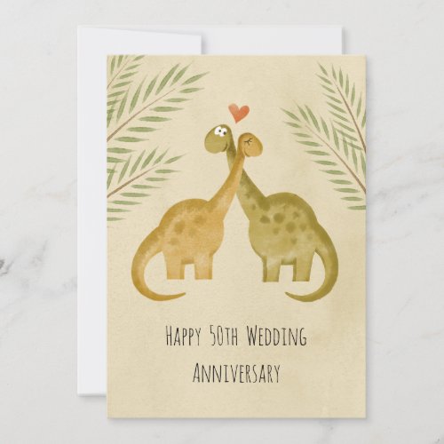 Happy 50th Wedding Anniversary Dinosaurs Card