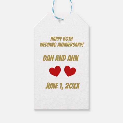 Happy 50TH Wedding Anniversary  Gift Tags