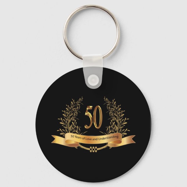 Happy 50th Wedding Anniversary Gifts Keychain (Front)