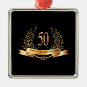 Happy 50th Wedding Anniversary Gifts Metal Ornament