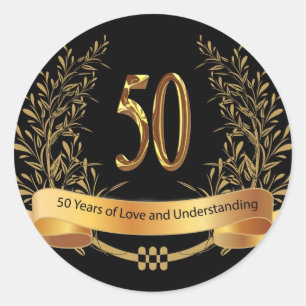 Happy 50th Wedding Anniversary Greeting Cards Classic Round Sticker