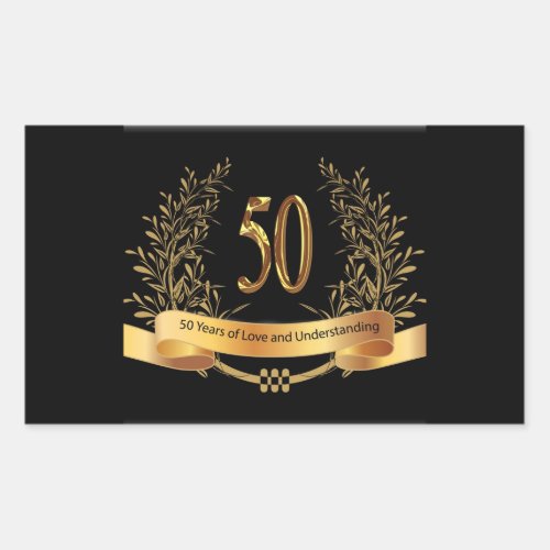 Happy 50th Wedding Anniversary Greeting Cards Rectangular Sticker