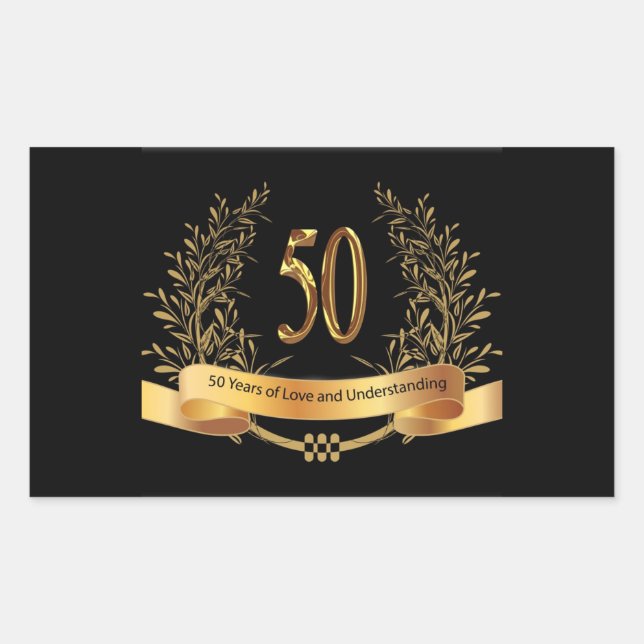 Happy 50th Wedding Anniversary Greeting Cards Rectangular Sticker (Front)