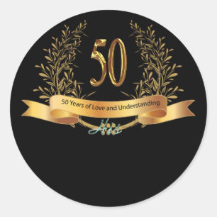 Happy 50th Wedding Anniversary Greeting Carts Classic Round Sticker