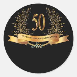 Happy 50th Wedding Anniversary Greeting Carts Classic Round Sticker
