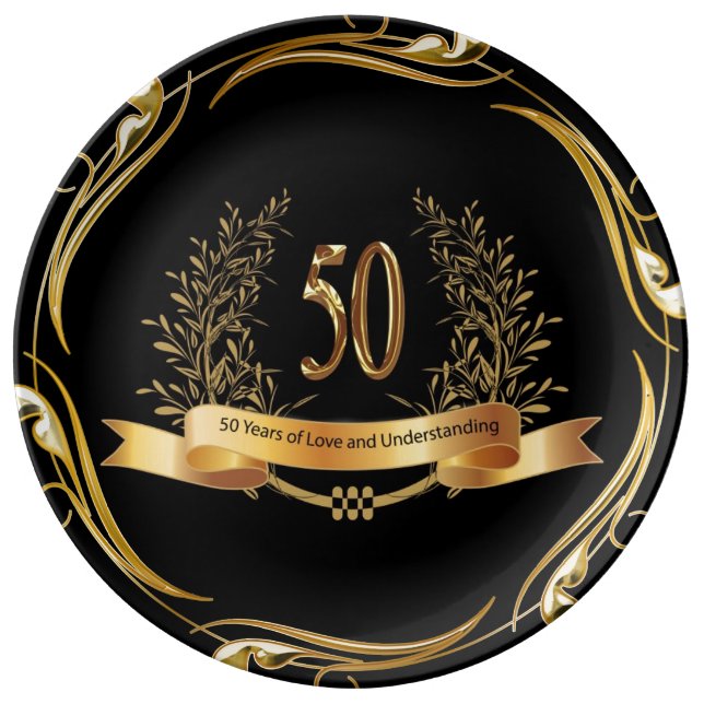 Happy 50th Wedding Anniversary Porcelain Plate (Front)