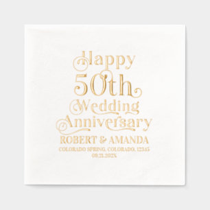 Happy 50th Wedding Anniversary Retro Typography Foil Napkins
