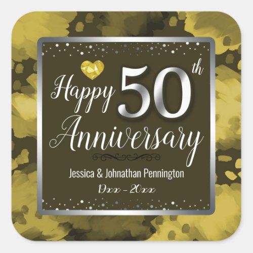 Happy 50th Wedding Anniversary Square Sticker