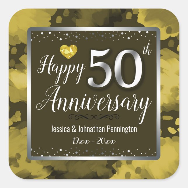 Happy 50th Wedding Anniversary Square Sticker (Front)