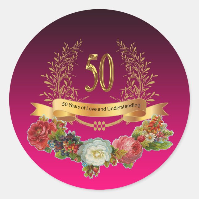 Happy 50th Wedding Anniversary Sticker (Front)