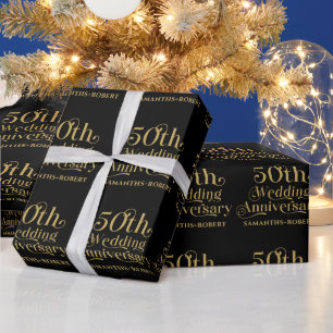 Happy 50th Wedding Anniversary Typography Wrapping Paper