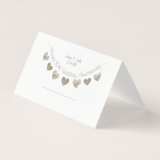Happy 50th Wedding anniversary with golden hearts Place Card