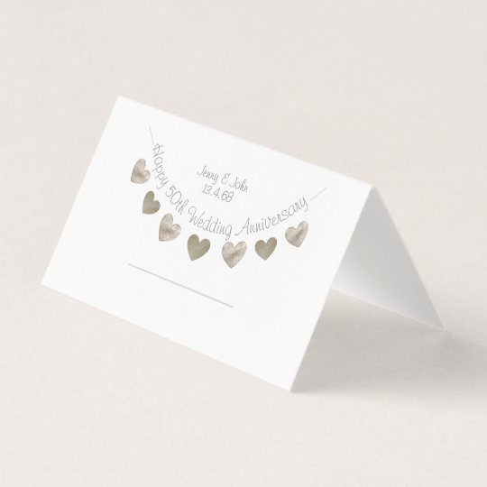 Hy 50th Wedding Anniversary With Golden Hearts Place Card Hy 50th Wedding Anniversary With Golden Hearts Place Card