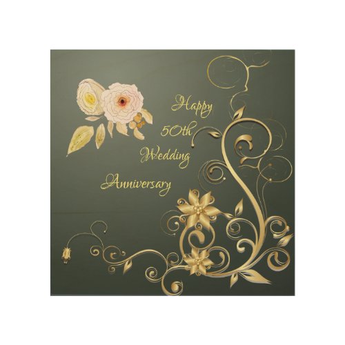 Happy 50th Wedding Anniversary Wood Wall Art