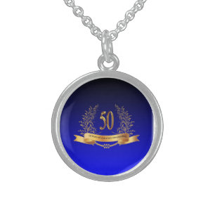Happy 50th Wedding Sterling Silver Round Necklace