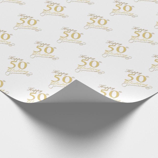 "Happy 50th Wedding !" Wrapping Paper (Corner)