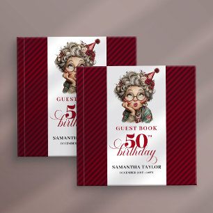 Happy 50th whimsical lady party sign in guest book