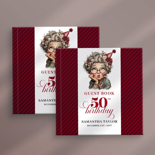 Happy 50th whimsical lady party sign in guest book (Happy 50th whimsical lady party sign in guest book)