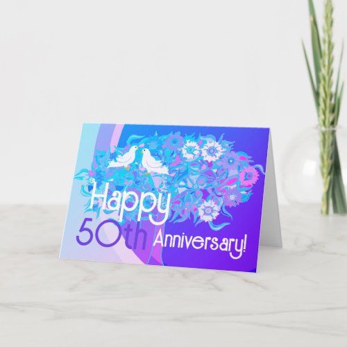 Happy 50th White Doves Anniversary Card