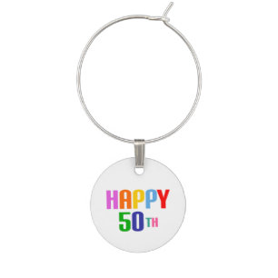 Happy 50th wine charm