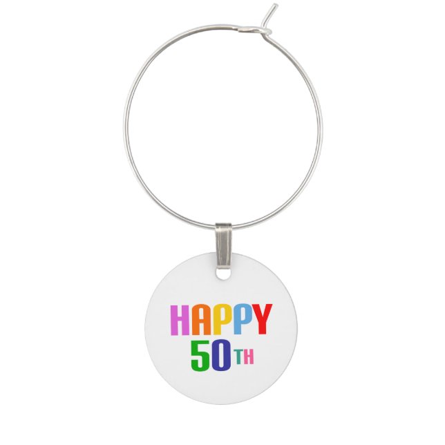 Happy 50th wine charm (Front)