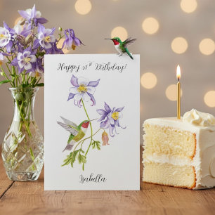 Happy 51st Birthday Columbine with Hummingbird Card