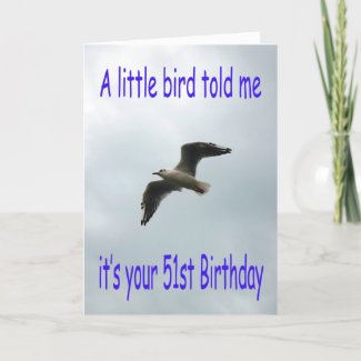 Happy 51st Birthday Flying Seagull bird Card
