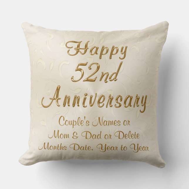 Happy 52nd Anniversary Gifts, Personalized Pillow (Front)