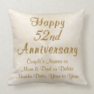 Happy 52nd Anniversary Gifts, Personalized Pillow