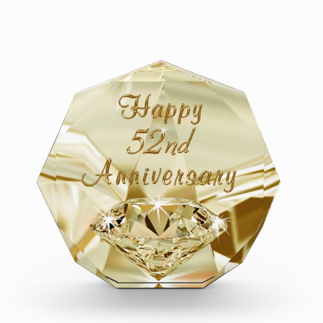 Happy 52nd Anniversary Gifts, Yellow Diamond Award (Front)