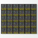 [ Thumbnail: Happy 52nd Birthday, Fun Colorful Stars Pattern 52 Wrapping Paper ]