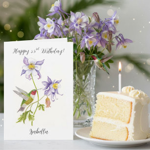 Happy 53rd Birthday Columbine with Hummingbird Card