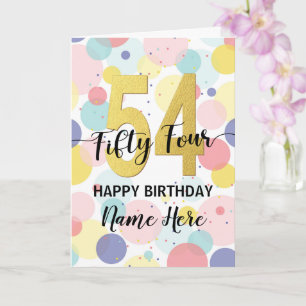 Happy 54th Birthday Pastel Rainbow Gold Woman Card