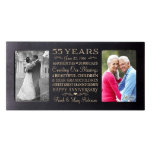 Happy 55th Anniversary Black Double Photo Frame<br><div class="desc">This stunning personalized double photo frame is the perfect keepsake to commemorate a couple's 55th wedding anniversary. Laser engraved with the happy couple's names and the date they got married, along with a list of how many descendants they have so far, this beautiful frame is suitable to hang on a...</div>
