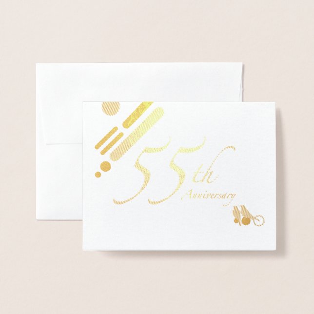 Happy 55th Anniversary Mod Birds Foil Card (Front With Envelope)