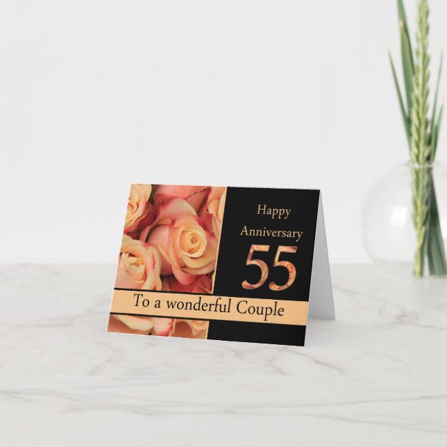 Happy 55th Anniversary roses Card (Front)