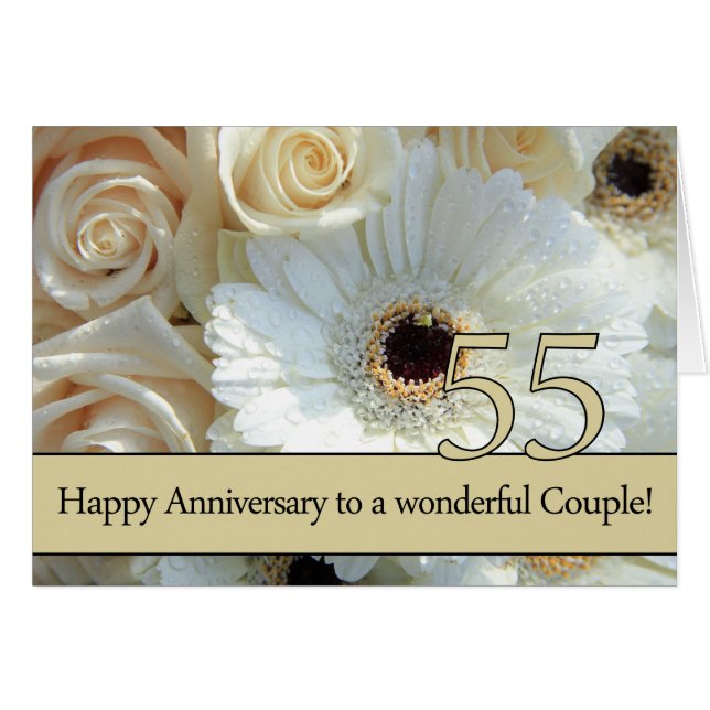 Happy 55th Anniversary roses Cards (Front Horizontal)