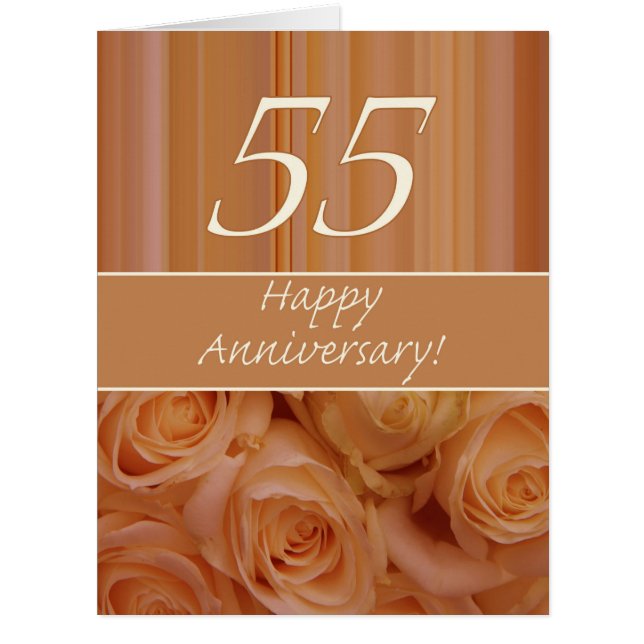 Happy 55th Anniversary roses Cards (Front)