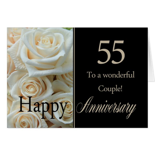 Happy 55th Anniversary roses Cards (Front Horizontal)