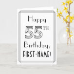 [ Thumbnail: Happy 55th Birthday, Art Deco Style W/ Custom Name Card ]