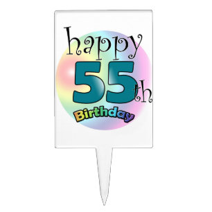 Happy 55th Birthday (blauw) Cake Topper