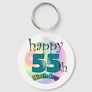 Happy 55th Birthday (blauw) Keychain