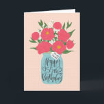 Happy 55th Birthday Friend w/ Mason Jar of Flowers Card<br><div class="desc">A mason jar filled with a gorgeous bunch of peonies and white flowers with the hand lettered words 'For my friend' on the tag and 'Happy 55th Birthday' on the mason jar. The perfect birthday card to celebrate your friend's birthday! © Ness Nordberg</div>