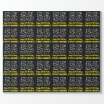 [ Thumbnail: Happy 55th Birthday, Fun Colorful Stars Pattern 55 Wrapping Paper ]