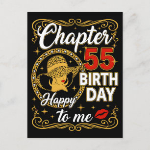 Happy 55th Birthday Leopard Hat Woman Holiday Postcard